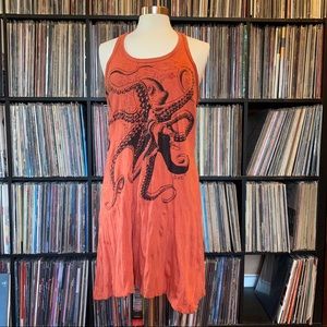 Orange Racerback Dress with Octopus